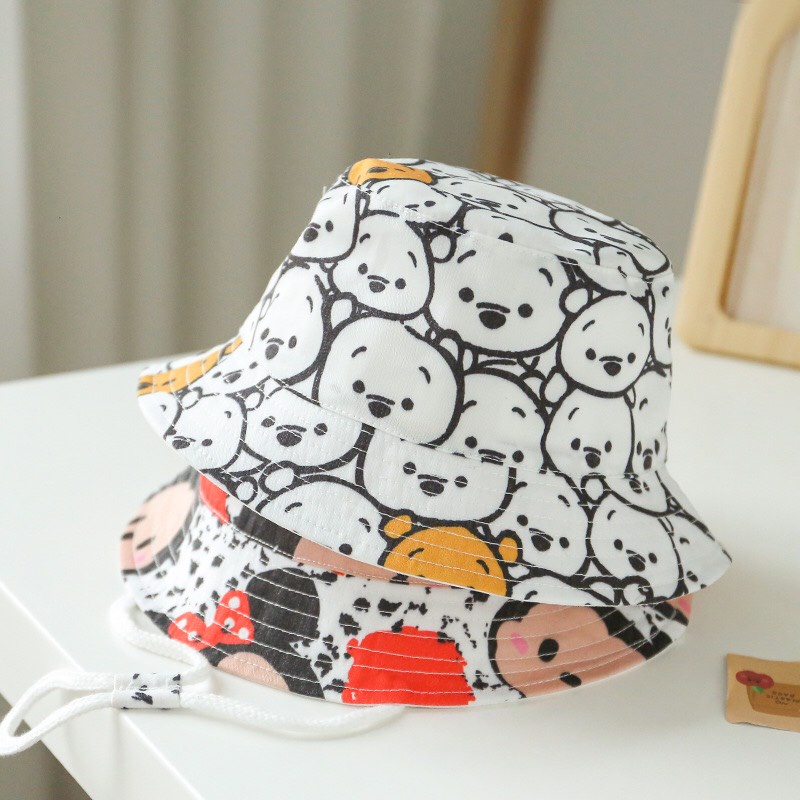 Mũ vành tròn cho bé nhiều màu hình Mickey Gấu cực điệu chất mềm cho bé trai bé gái phong cách Hàn Quốc