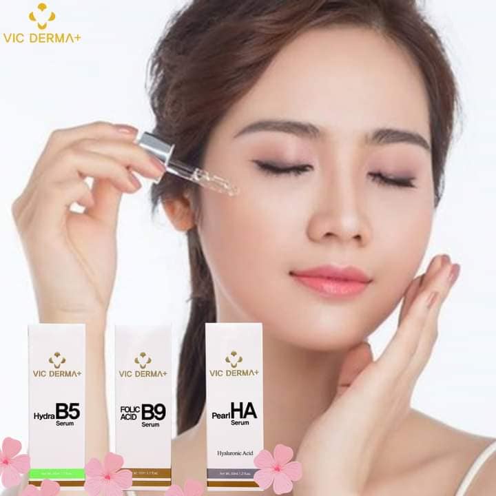 Serum VIC DERMA+ HYDRA B5, VIC DERMA PEARL +HA, VIC DERMA FLOLIC ACID +B9, cấp ẩm, phục hồi, cấp nước da 50ml