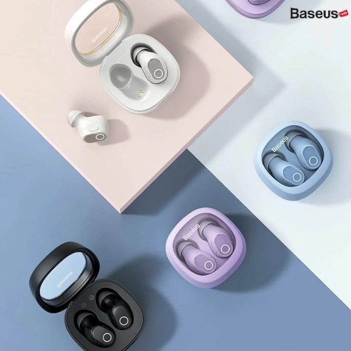 Tai nghe nhét tai không dây BASEUS WM02 bluetooth 5.3 - Tai nghe bluetooth 5.3 chống ồn, màu pastel - BH 12 tháng