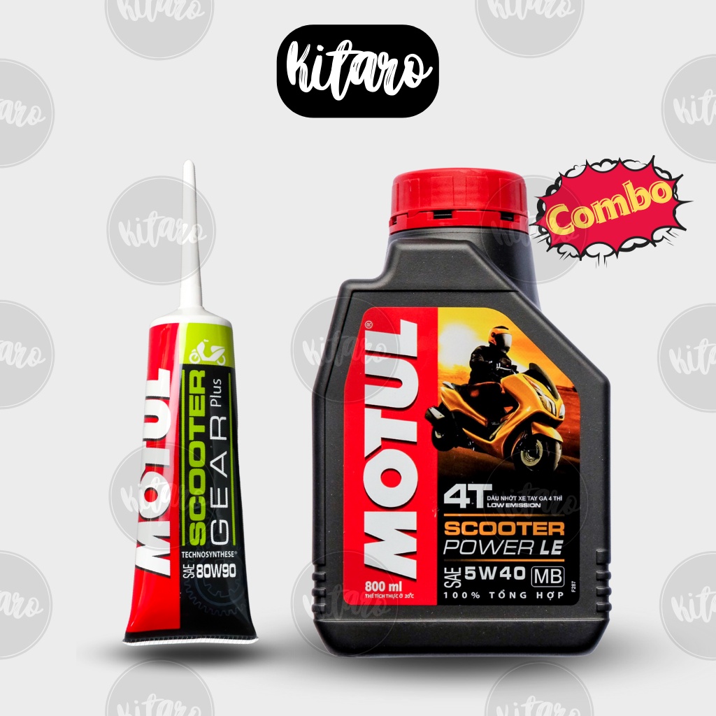 Combo nhớt xe tay ga  Dầu Motul scooter power le 5w40 800ml + nhớt hộp số