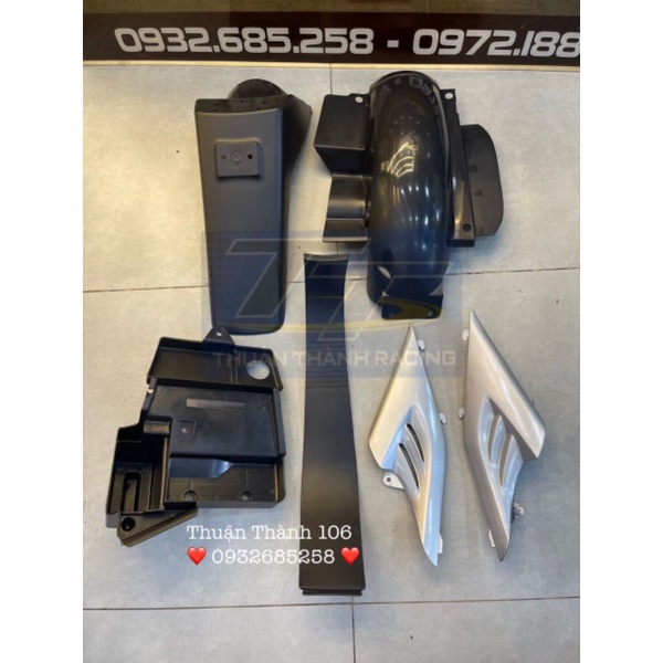 Full bộ nhám đen Satria 2000 (6 món) cánh chim bạc - ST2K