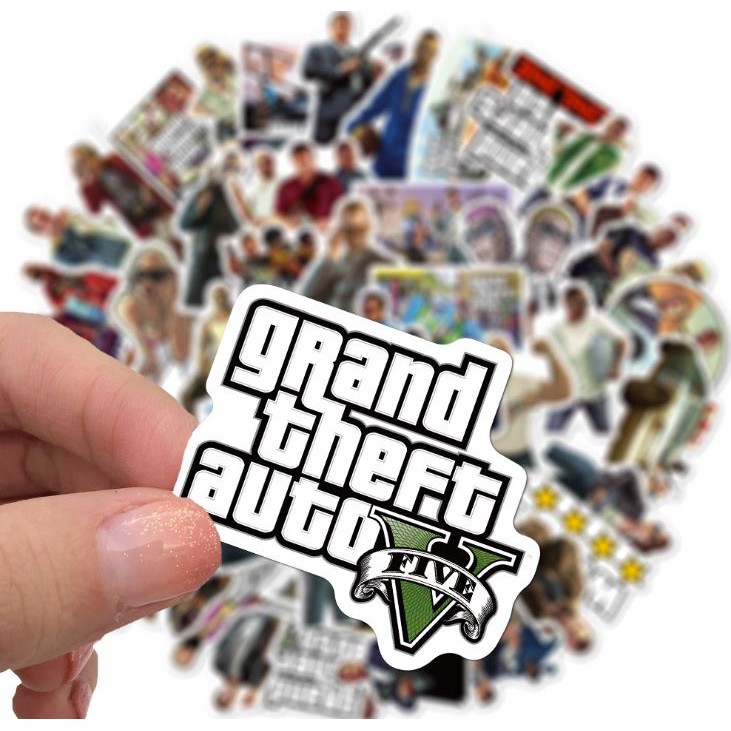 Sticker GRAND THEFT AUTO nhựa PVC không thấm nước, dán nón bảo hiểm, laptop, điện thoại, Vali, xe, Cực COOL #151