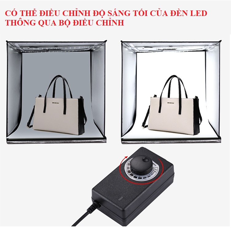 Box studio 40cm Puluz có đèn chiếu sáng và 6 phông nền