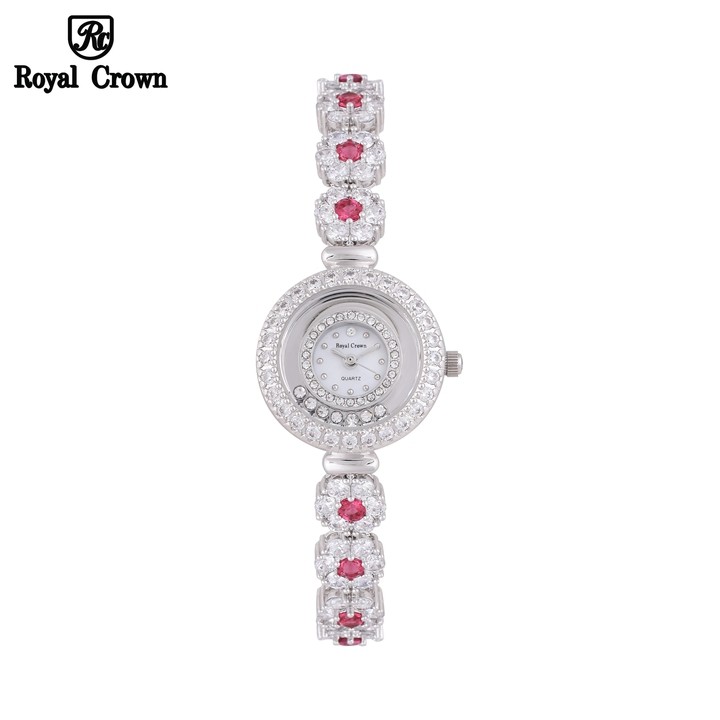 Đồng hồ nữ Chính Hãng Royal Crown 5308 dây đá vỏ trắng đá ruby