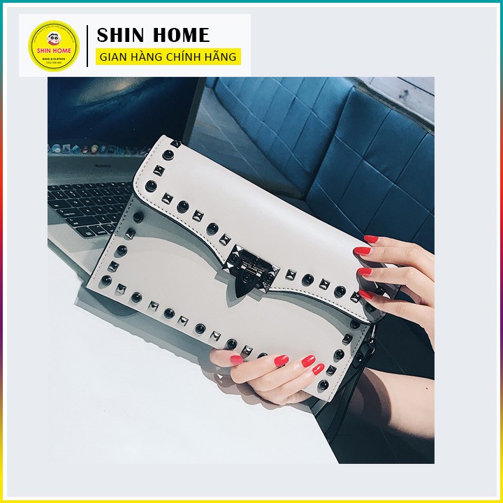 [HÀNG QUẢNG CHÂU] Ví clutch cầm tay đi tiệc phối viền chất da đẹp loại cao cấp