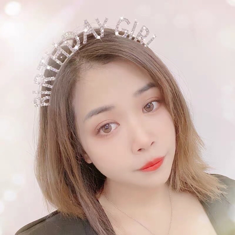 Bờm cài tóc đính đá lấp lánh happy birththday sinh nhật siêu đẹp cho người lớn và trẻ em