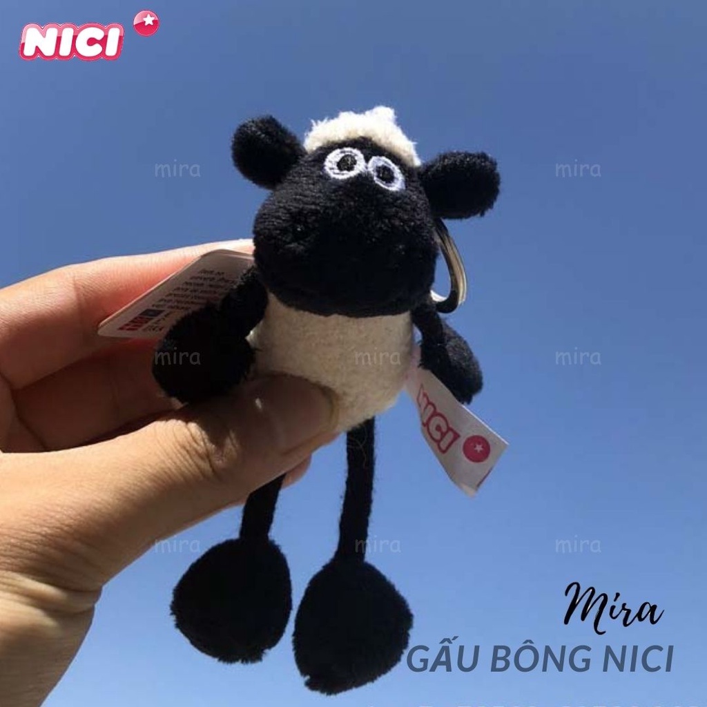 Móc Khóa Gấu Bông Mini - Hình CỪU SEAN Đeo Cặp, Treo Balo Thương hiệu NICI Quà Sinh Nhật Cho Nữ 10cm MIRA-GB28006