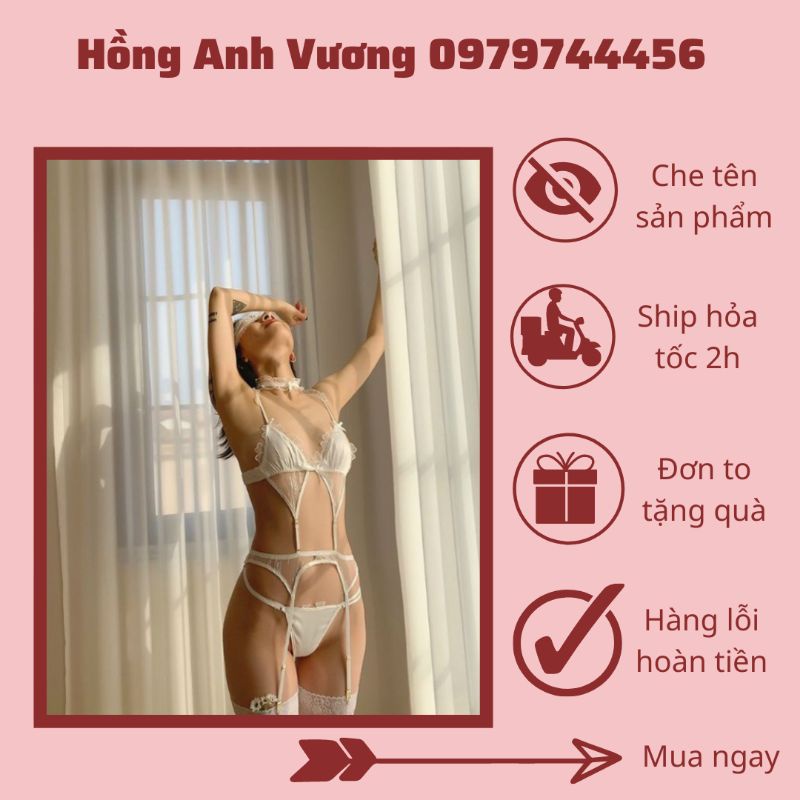 set đồ lót nội y kèm kẹp tất ren hoa sexy gợi cảm