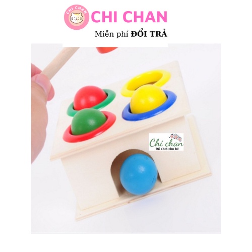 Đồ chơi đập bóng hộp vuông 4 quả bóng tròn giáo dục vận động tinh, thô, montessori - Chi chan