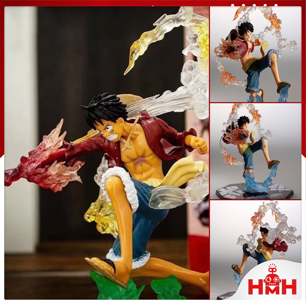 Mô hình One Piece nhân vật Monkey D. Luffy - Battle Ver, Mô hình đồ chơi Luffy tấn công Red Hawk trang trí bàn làm việc