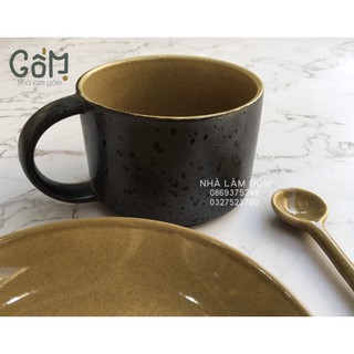 Cốc capuchino sứ phủ men đen (lẻ/set)