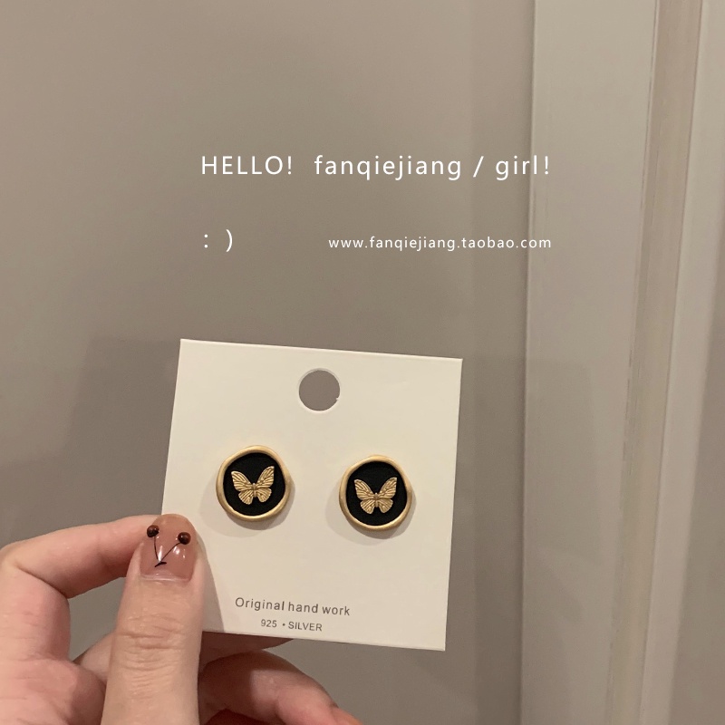 Bông Tai Hình Bướm Màu Vàng Phong Cách Retro vintage Dành Cho Nữ