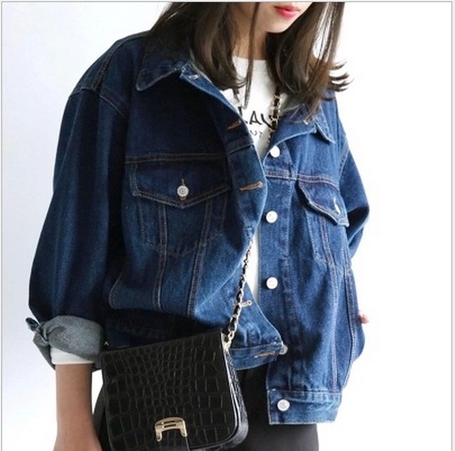 Áo Khoác Denim Hàn Quốc Dáng Rộng Đơn Giản Phong Cách Retro 2018 2018