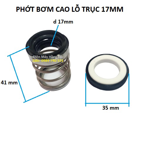 Phớt bơm nước 17mm cao - phớt bơm lò xo trục 17mm