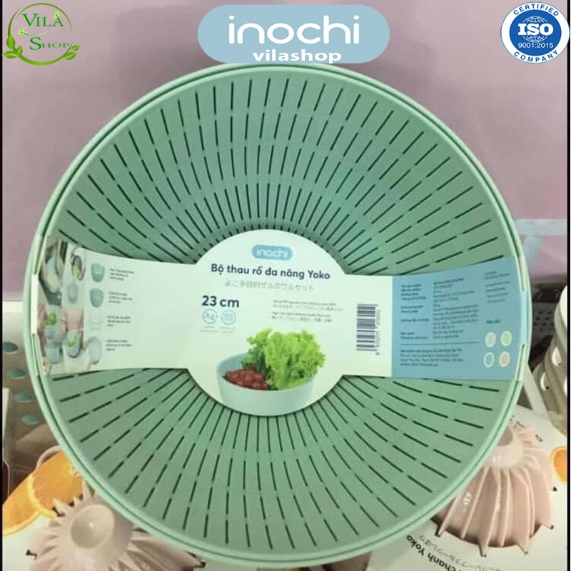 [ Bộ ] Thau Rổ Nhựa, Bộ Thau Rổ ĐA NĂNG Yoko 23cm, Chính Hãng Inochi, Nhựa PP Nguyên Sinh - Kháng Khẩu - Khử Mùi
