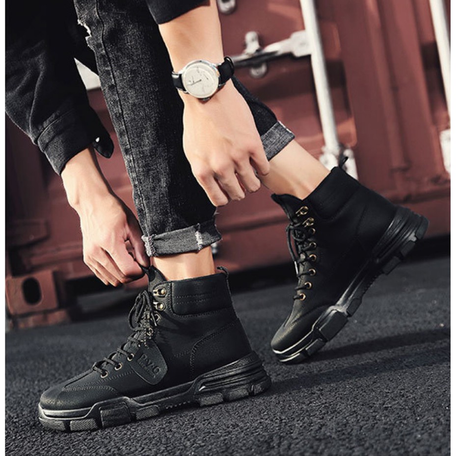Giày Sneaker nam cổ cao, bốt nam da lì phong cách bụi bặm đường phố QA - 362 | BigBuy360 - bigbuy360.vn