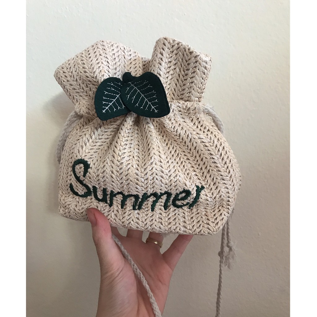 [SẴN] Túi cói summer dây rút cực yêu C002