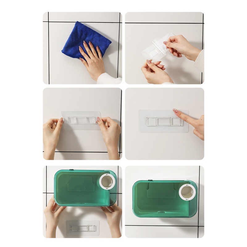 Hộp Đựng Khăn Giấy Cuộn Gắn Tường Không Cần Khoan Tiện Dụng