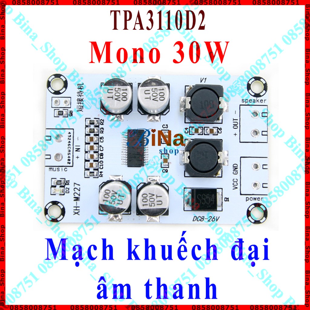 Mạch khuếch đại âm thanh MONO TPA3110D2 30W DC 8-26V