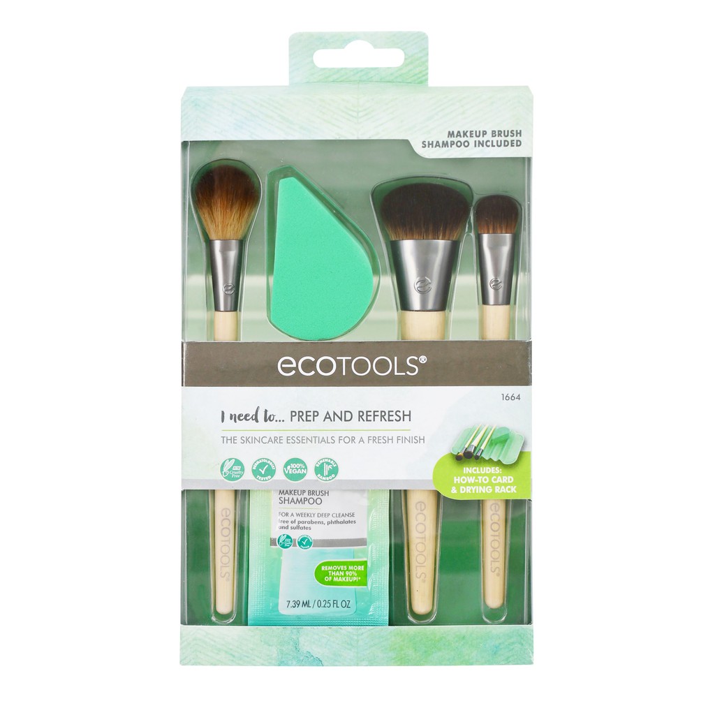 EcoTools - Set dụng cụ trang điểm 6 món EcoTools Prep &amp; Refresh Kit