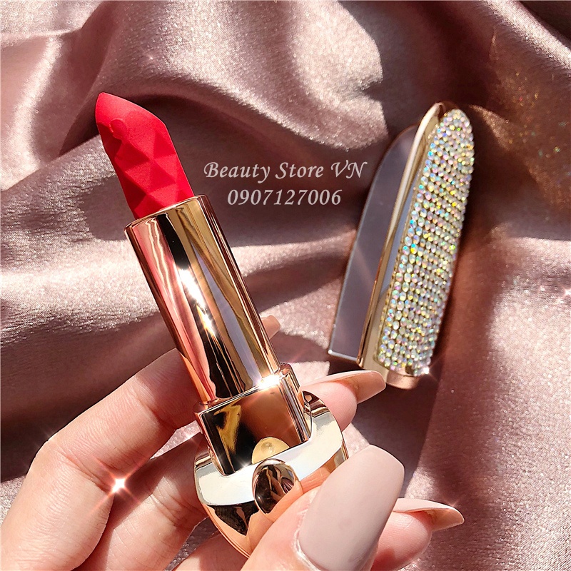 [FREESHIP] Son Lì Dupe Guerlain Đính Hạt Lấp Lánh Kèm Gương Sang Chảnh