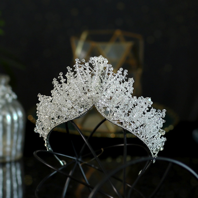 Vương Miện Cô Dâu Đính Đá Phong Cách Baroque Sang Trọng Thời Trang