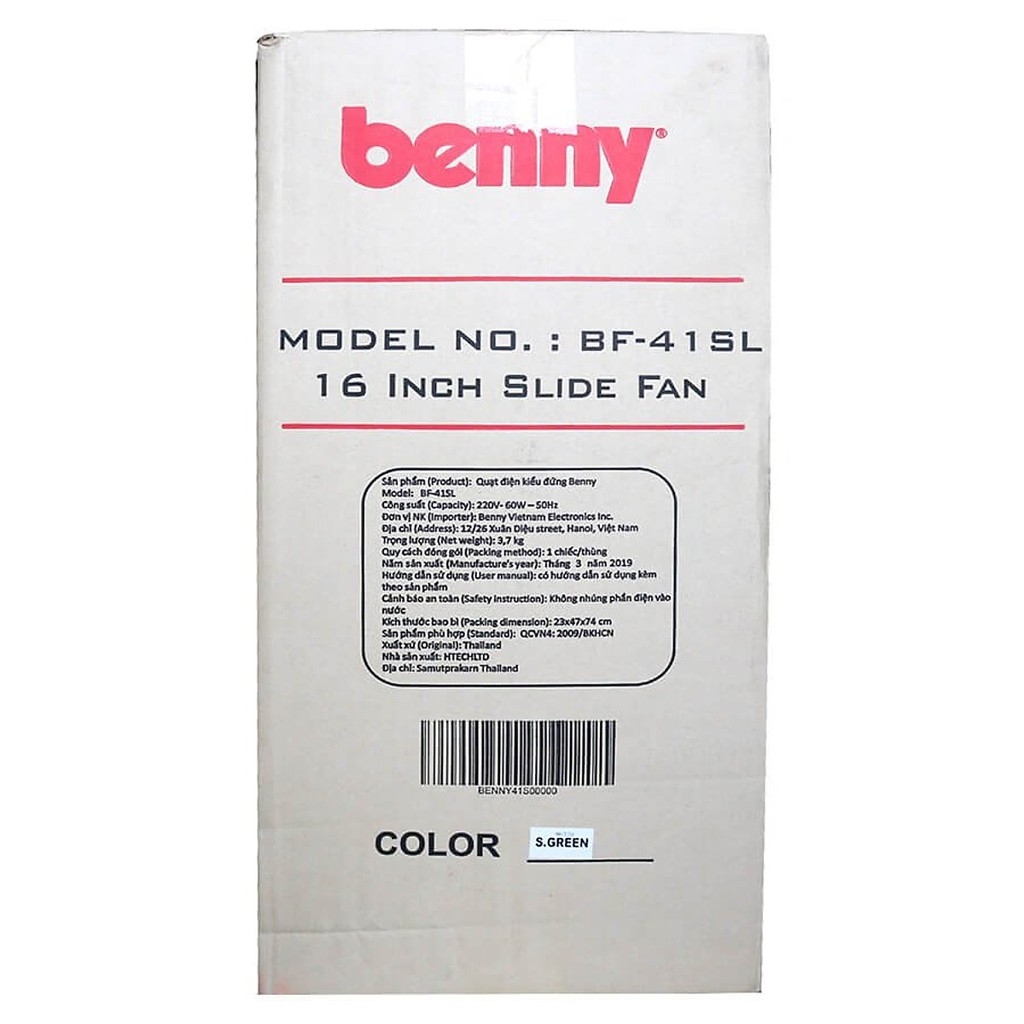 Quạt Lửng Cây Benny BF-41SL-PK  - Hàng Nhập Khẩu Thái Lan