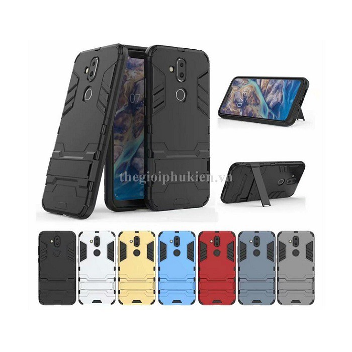 Ốp lưng chống sốc cho Nokia 8.1, Nokia X7 Iron Man 2 lớp màu đen