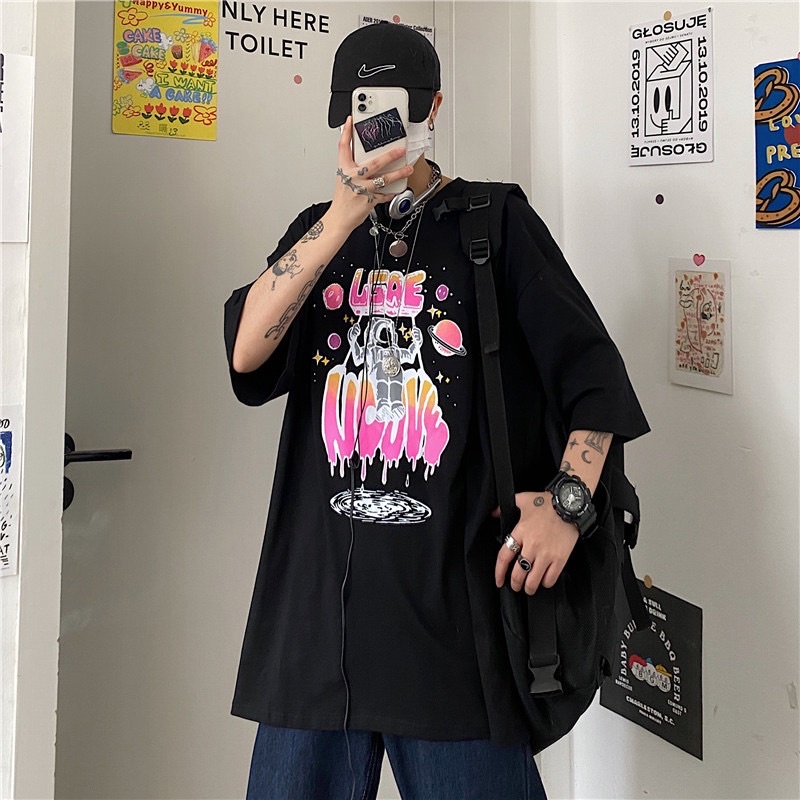 Áo thun nam nữ , áo phông shopcossi chất cotton hình chữ hồng