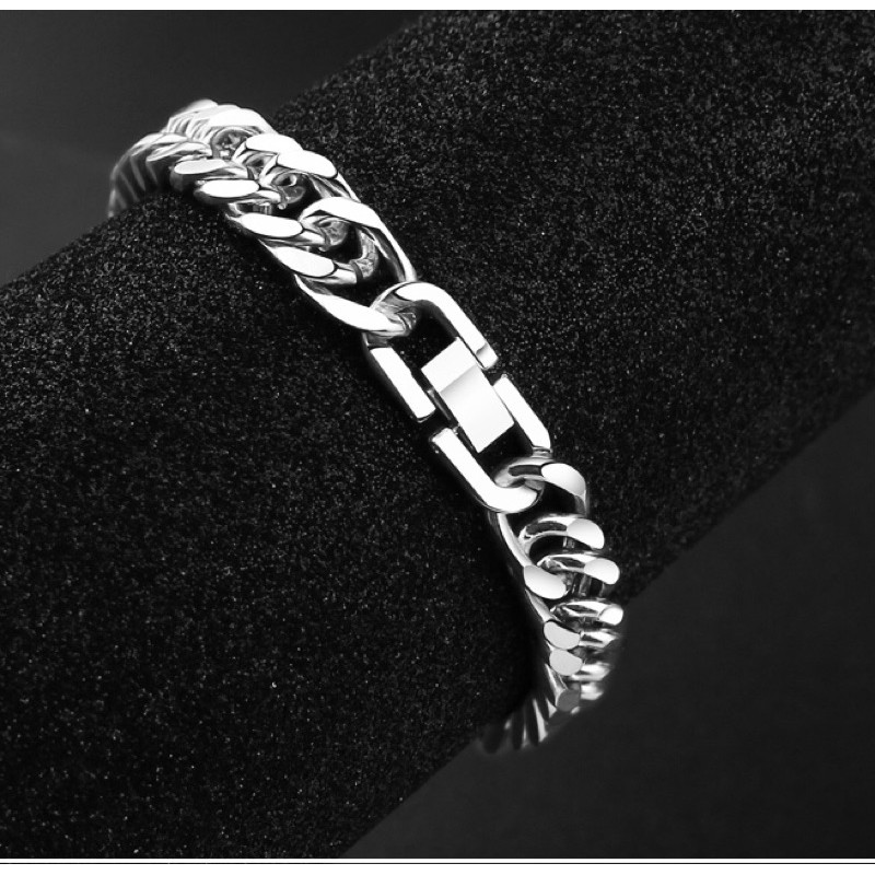 Lắc tay titan xích kép 10mm khóa hộp bấm không gỉ MB191201