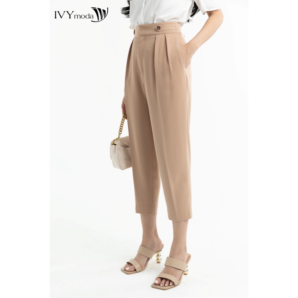 Quần baggy nữ lửng cạp cao IVY moda MS 22M7578