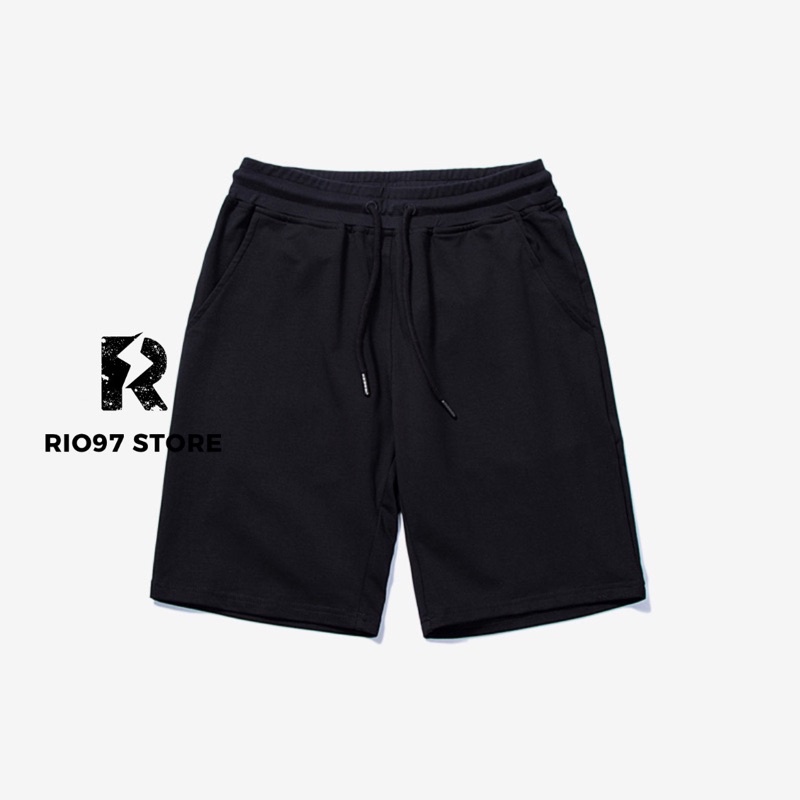 Quần Short Thun Basic Trơn Đen RIO97 STORE Thun Poly Mềm Mịn, Thể Thao Trẻ Trung Năng Động