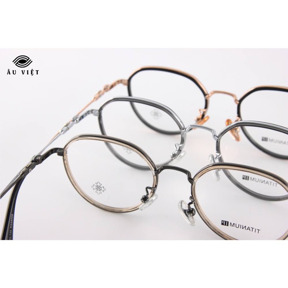 Gọng kính kim loại titanium Ch RS-88009 dáng tròn Full box