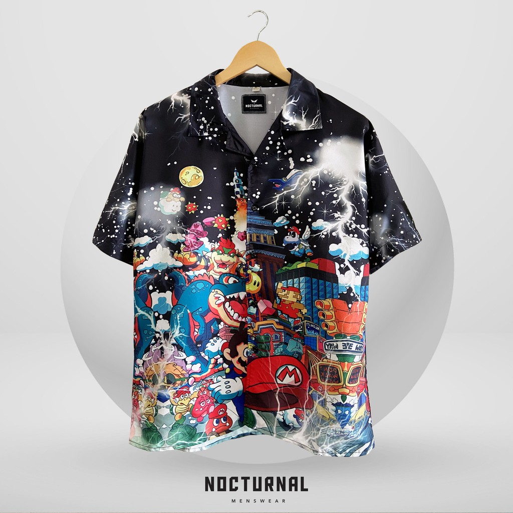 ÁO SƠ MI FULLPRINT CỔ VEST LIGHTNING MARIO NOCTURNAL Nam Nữ Cặp Đôi Unisex Phong Cách Dạo Phố Sài Gòn Ulzzang 2021