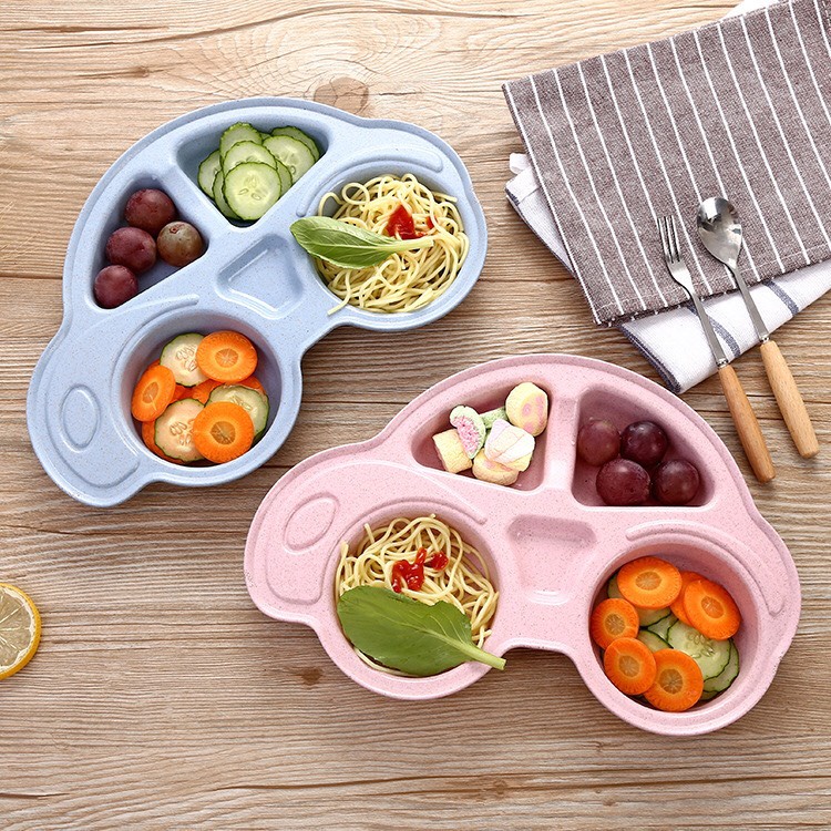 Khay ăn dặm hình ô tô bằng lúa mạch dành cho bé tập ăn dặm 𝐃𝟏𝟗