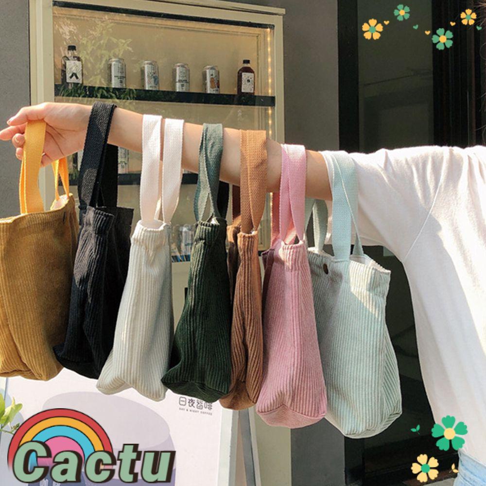 Túi Đựng Cơm Trưa Mini Bằng Vải Nhung Kẻ Xinh Xắn