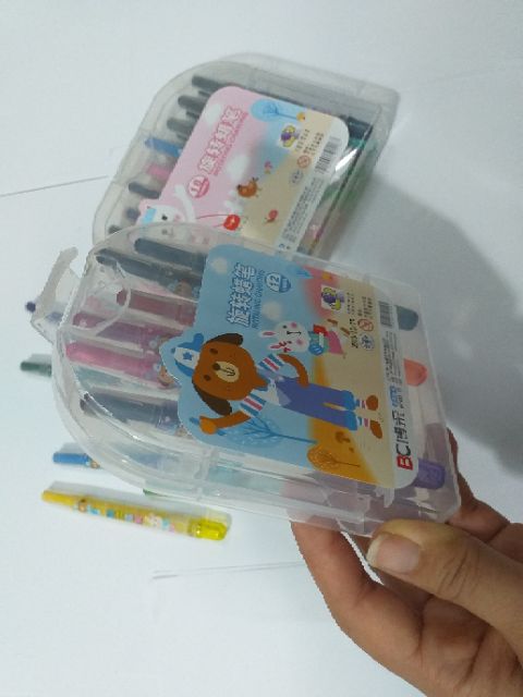 Bút sáp màu vặn 12-18 màu có hộp đựng siêu xinh / sáp vặn
