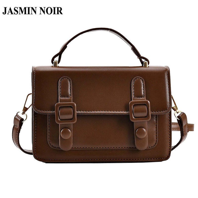 Túi Xách JASMIN NOIR Da PU Dáng Vuông Nhỏ Cài Khóa Kiểu Retro Dễ Thương Cho Nữ