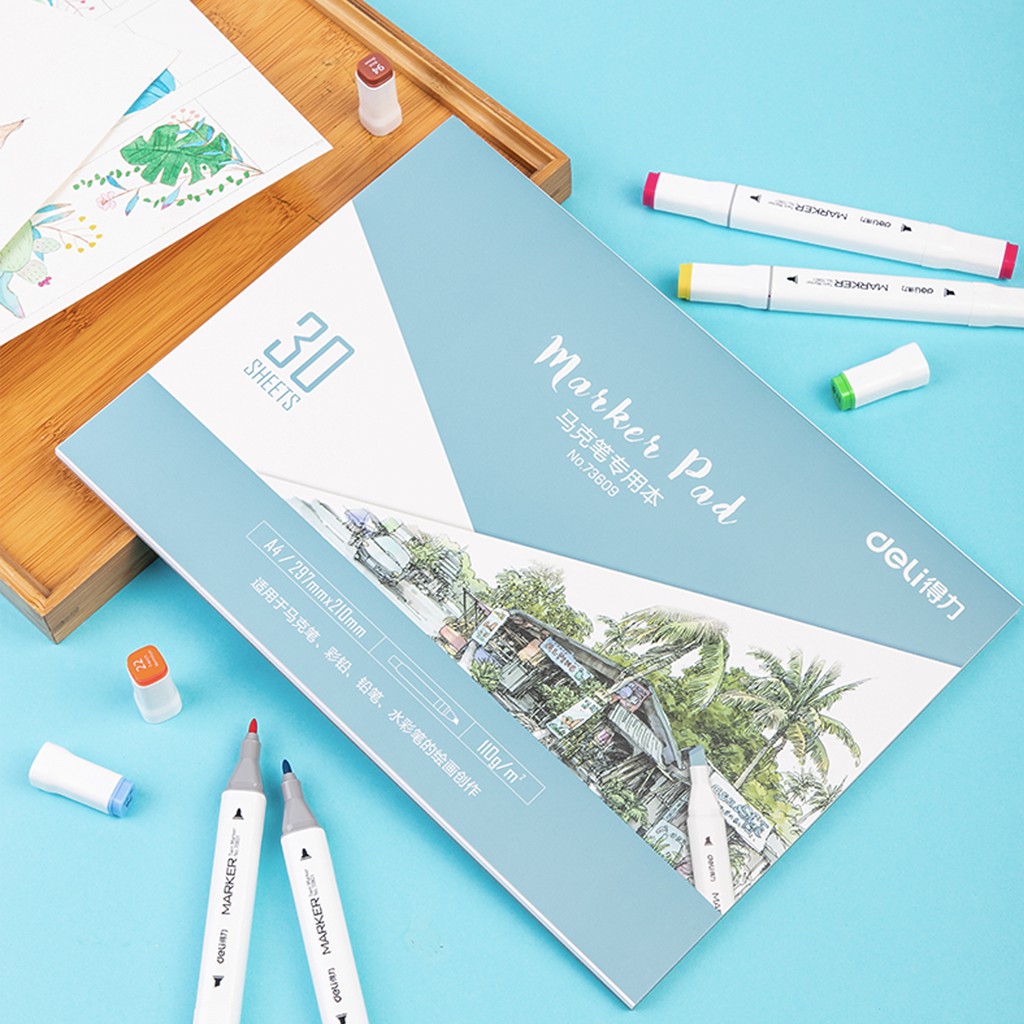 [Mã LIFEDELI20K5 giảm 20K đơn 0Đ] Giấy vẽ màu marker chuyên dụng Deli - 73609 / 73610