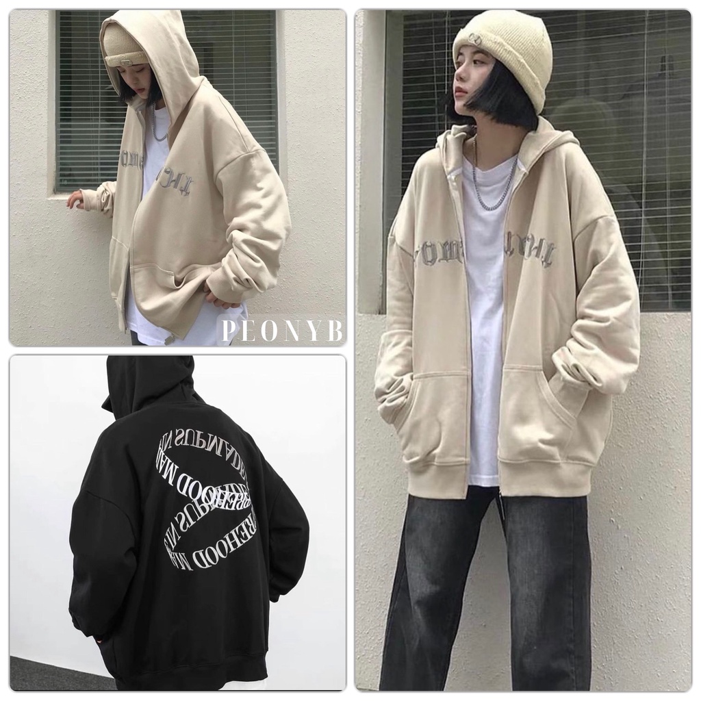 Áo Khoác Nỉ Chữ 3D PEONYB Unisex [FREESHIP]  Jacket form rộng tay bồng in hình vintage 3158 đường phố hàn quốc đẹp
