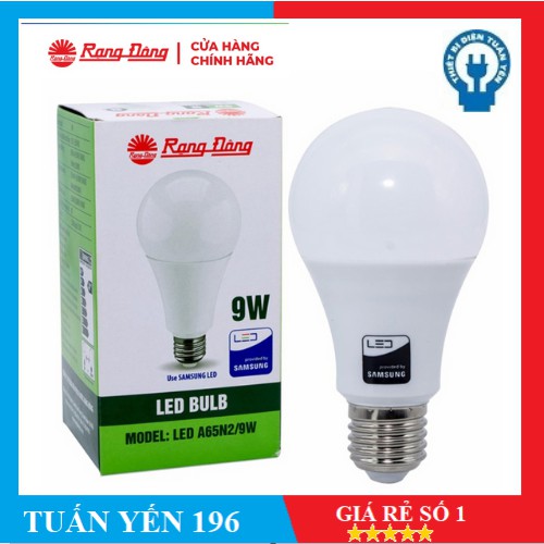 Combo 6 Bóng đèn led tròn 9W Rạng Đông, Model LED BULB LED A60N1/9w