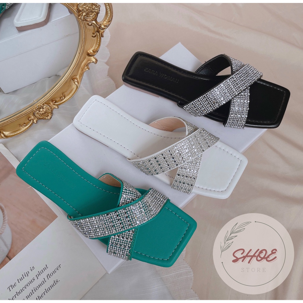 DÉP MŨI VUÔNG MAY CHỈ QUAI CHÉO ĐÁ VN 0303