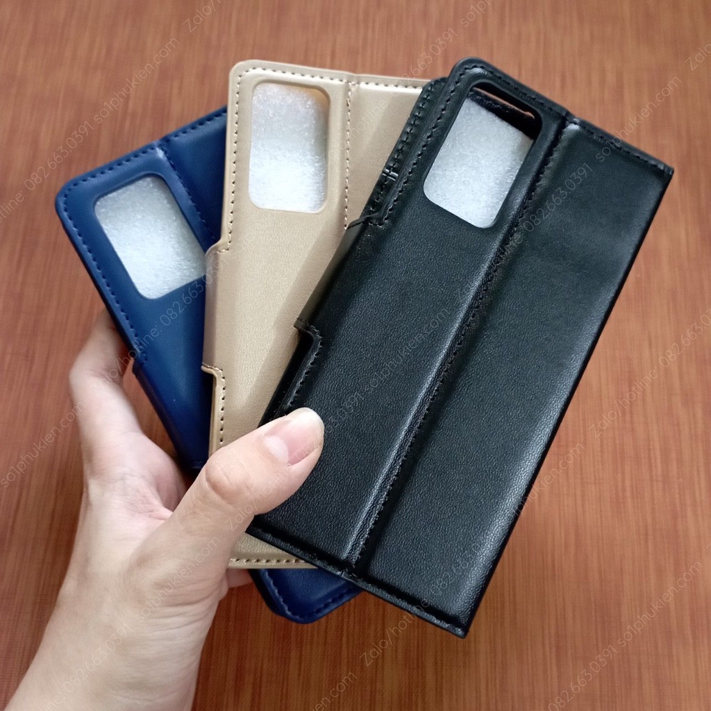 Bao da Oppo Reno 6 5G chất liệu da sang trọng, có ngăn đựng thẻ siêu tiện lợi