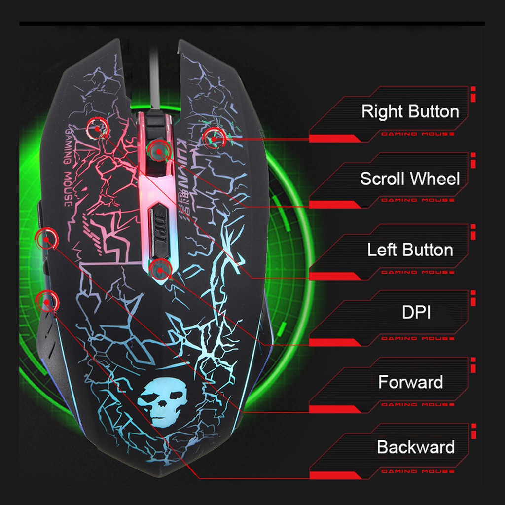 Bộ Bàn Phím Và Chuột Dạ Quang Kuiying T6, Keyboard Bàn Phím LED 7 màu, Chuyên Game Siêu Mượt, Chống Nước Hàng Hãng | BigBuy360 - bigbuy360.vn