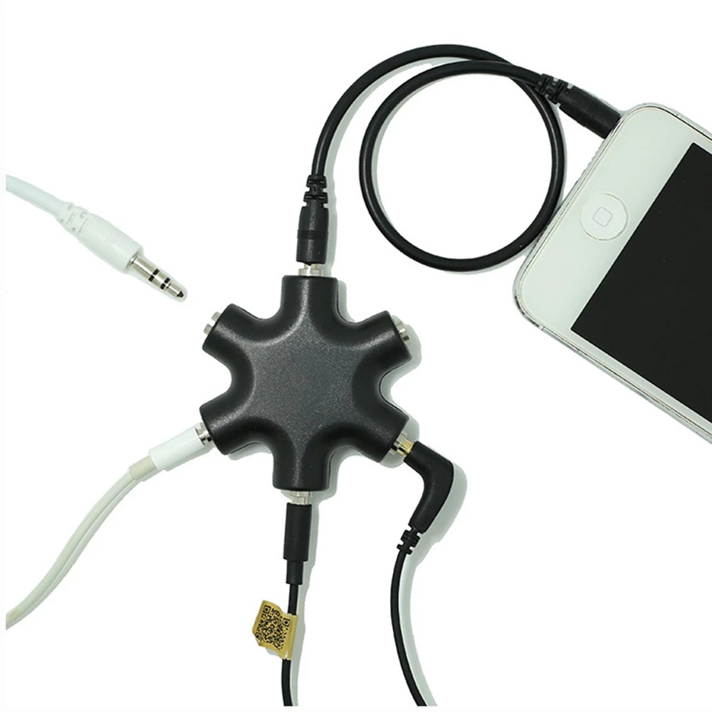 Cáp Chia Âm Thanh Aux 3.5mm 6 Trong 1 Sang 5 Cổng Cắm 3.5 Cho Máy Tính Bảng MP3 Điện Thoại