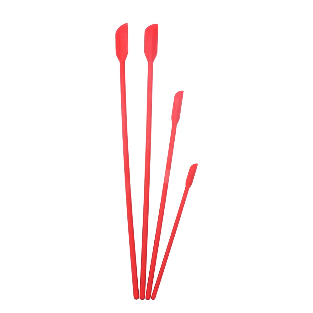 KUNHEV Set 4 muỗng bằng silicon cán dài dùng để trộn mỹ phẩm / lấy mẫu / điêu khắc / nấu ăn gồm nhiều màu tùy chọn