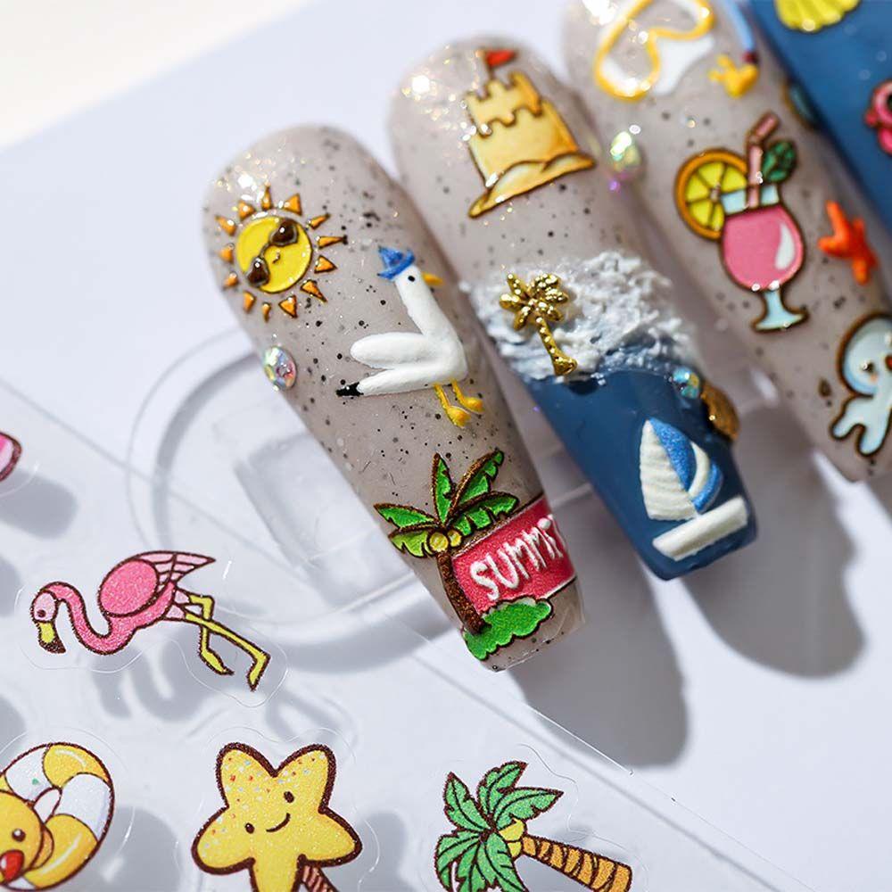 Nhãn Dán Trang Trí Móng Tay 5D Phong Cách Nhật Bản Thời Trang