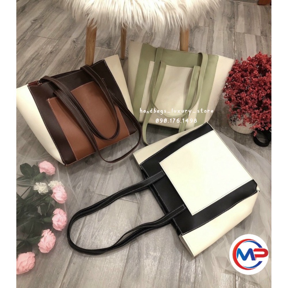 SALE túi tote nữ da mềm phối màu cực đẹp SHOP LUXURY