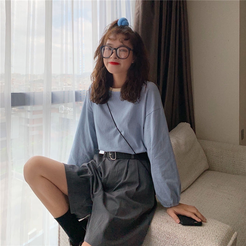 【Ready Stock】 2020 Korean Version Loose In Long Sleeve College Style Bf Tshirts Women Summer Slim Cotton Tshirts New