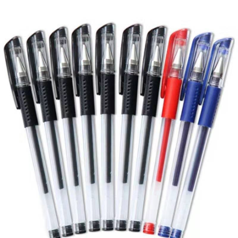 Sét 100 bút bi nước văn phòng 0,5mm mực đều nét chữ đẹp đủ màu đỏ, đen, xanh